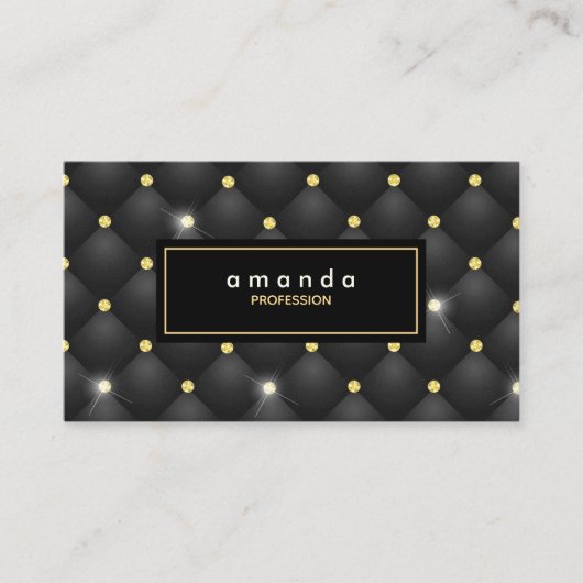 Elegant goud zwart sparkly glitter monogram visitekaartje (Voorkant)