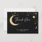 Elegant goud zwart sterrenhemel bedankkaart (Voorkant)