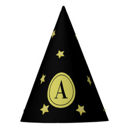 Elegant goud & zwart sterrenpatroon monogram feesthoedjes