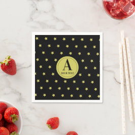 Elegant goud & zwart sterrenpatroon monogram servet