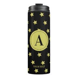 Elegant goud & zwart sterrenpatroon monogram thermosbeker