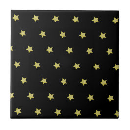 Elegant goud & zwart sterrenpatroon  tegeltje