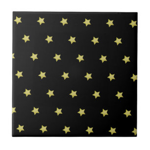 Elegant goud & zwart sterrenpatroon  tegeltje