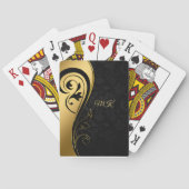 Elegant Goud Zwart Swirl Design Monogram Pokerkaarten (Achterkant)