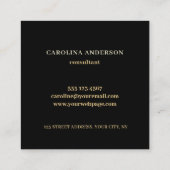 Elegant Goud Zwart Vierkant Visitekaartje (Achterkant)