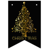 Elegant Goud Zwart Vrolijk Kerstboomfeest Vlaggetjes (Derde vlag)