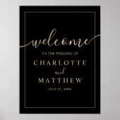 Elegant Goud & Zwart Welkom Bruiloft Poster (Voorkant)