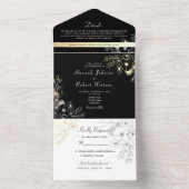 Elegant Goud Zwart-Wit Bruiloft All In One Uitnodiging (Binnen)