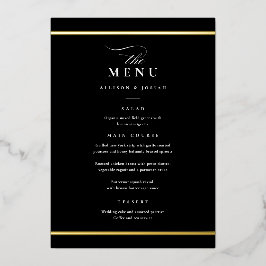Elegant Goud Zwart-Wit Bruiloft Folie Menu's Folie Uitnodiging