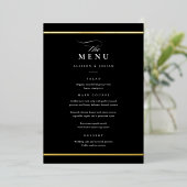 Elegant Goud Zwart-Wit Bruiloft Folie Menu's Folie Uitnodiging (Staand Voorkant)