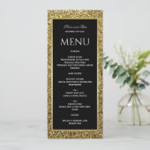 Elegant Goud Zwart-Wit Bruiloft Menu (Staand voorkant)