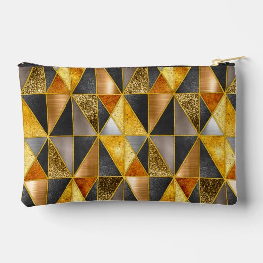 Elegant goud zwart zilver geometrische driehoeken etui (Achterkant)
