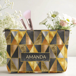 Elegant goud zwart zilver geometrische driehoeken etui