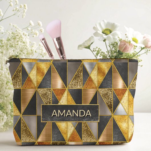 Elegant goud zwart zilver geometrische driehoeken etui