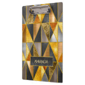 Elegant goud zwart zilver geometrische driehoeken klembord (Links)