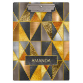 Elegant goud zwart zilver geometrische driehoeken klembord (Voorkant)