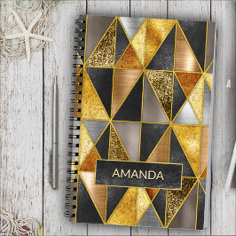 Elegant goud zwart zilver geometrische driehoeken notitieboek