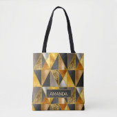 Elegant goud zwart zilver geometrische driehoeken tote bag (Voorkant)