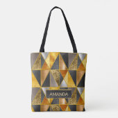 Elegant goud zwart zilver geometrische driehoeken tote bag (Achterkant)
