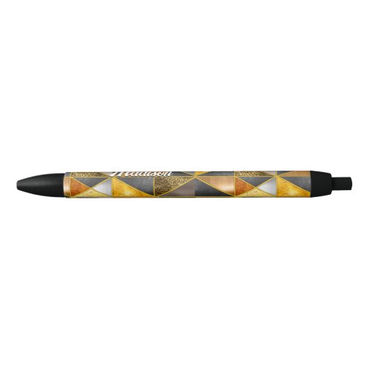 Elegant goud zwart zilver geometrische driehoeken zwarte inkt pen (Voorkant)