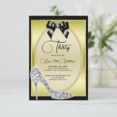 Elegant goud, zwarte boog & stiletto verjaardag kaart (Staand voorkant)