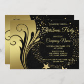 Elegant Goud Zwarte Feestdagen Partij  Kaart (Voorkant / Achterkant)
