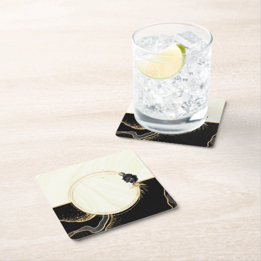 elegant goud & zwarte floraal kartonnen onderzetters (Insitu)