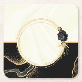 elegant goud & zwarte floraal kartonnen onderzetters (Voorkant)