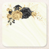 elegant goud & zwarte floraal kartonnen onderzetters (Voorkant)