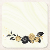 elegant goud & zwarte floraal kartonnen onderzetters (Voorkant)