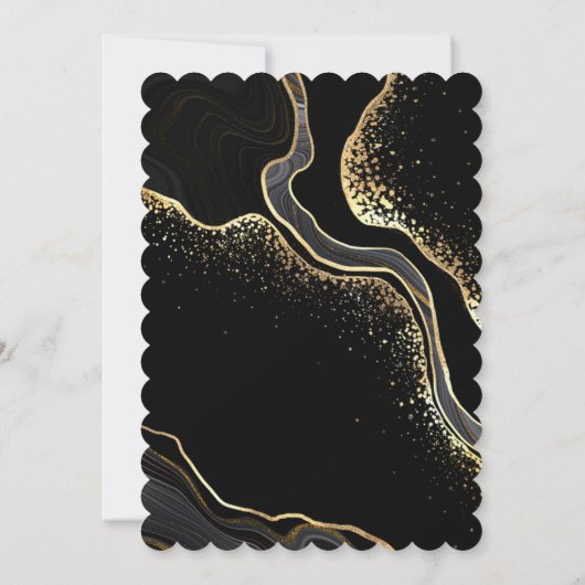 elegant goud & zwarte flormond save the date (Achterkant)