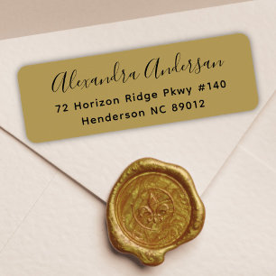 Elegant Goud Zwarte Script Retouradres Etiket