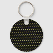 Elegant Goud & Zwarte Sterpatroon Monogram Sleutelhanger (Achterkant)
