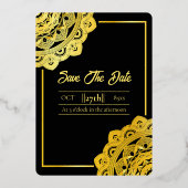 Elegant goudachtergrond floraal goud folie design folie uitnodiging (Achterkant)