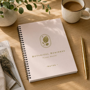 Elegant Goudblad Minimal Botanisch Crème Roze Notitieboek