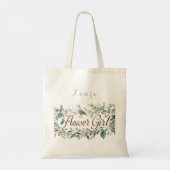 Elegant goudblauw Bloemenmeisje Tote Bag (Achterkant)