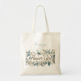 Elegant goudblauw Bloemenmeisje Tote Bag