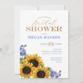 Elegant Goudblauw Zonnebloem Vrijgezellenfeest Kaart (Voorkant)