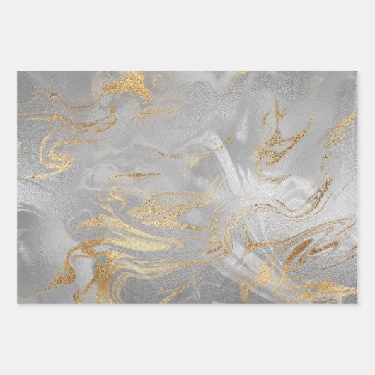 Elegant goudblauwe marmer inpakpapier vel (Voorkant 2)