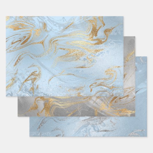 Elegant goudblauwe marmer inpakpapier vel (Set)
