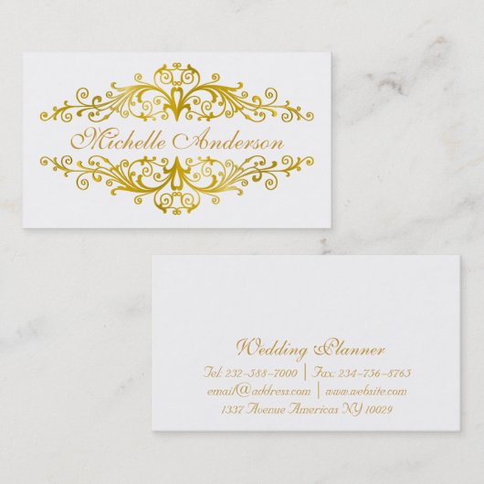 Elegant goudbloei visitekaartje (Voorkant / Achterkant)