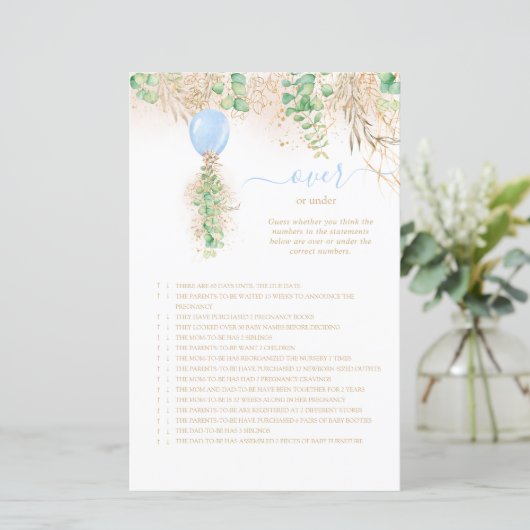 Elegant goudbloem boven of onder Baby shower (Staand voorkant)