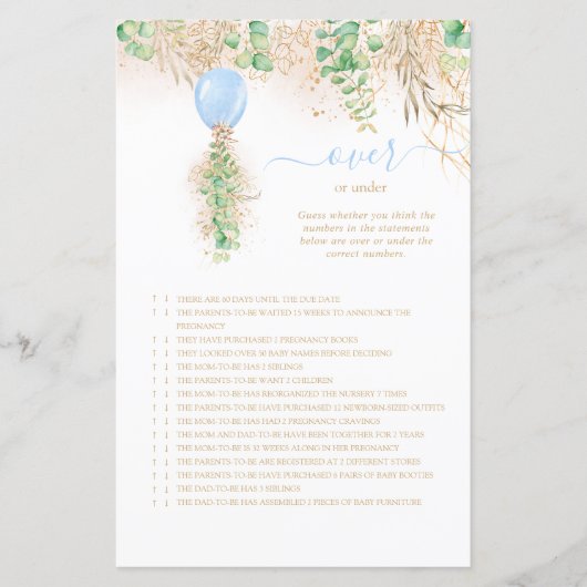Elegant goudbloem boven of onder Baby shower (Voorkant)