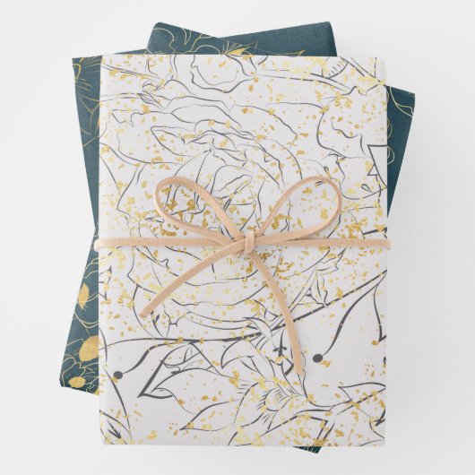 Elegant goudbloem inpakpapier vel (In situ)