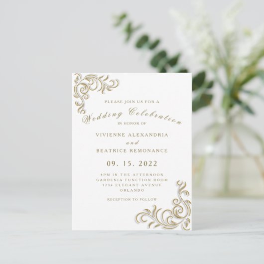 Elegant goudbruiloft briefkaart (Staand voorkant)