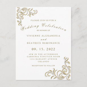 Elegant goudbruiloft briefkaart