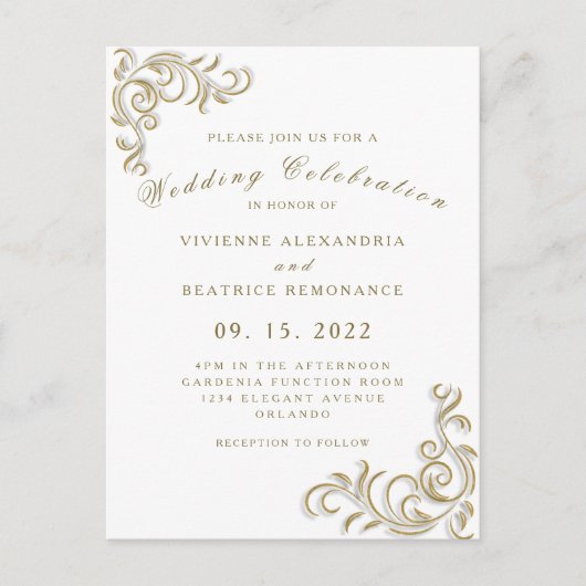 Elegant goudbruiloft briefkaart (Voorkant)