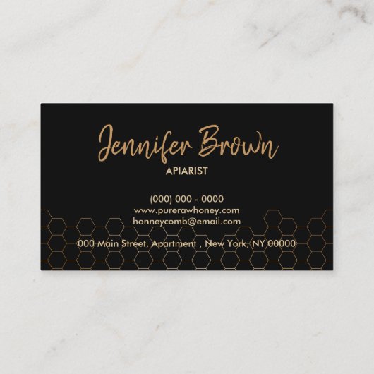 Elegant goudbruin Pure Raw Honey Bee Apiary Honeyc Visitekaartje (Achterkant)