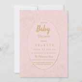 Elegant goudbruin roze Baby shower Invitat Kaart (Voorkant)