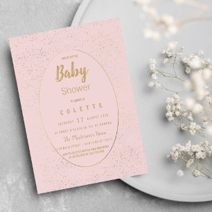 Elegant goudbruin roze Baby shower Invitat Kaart